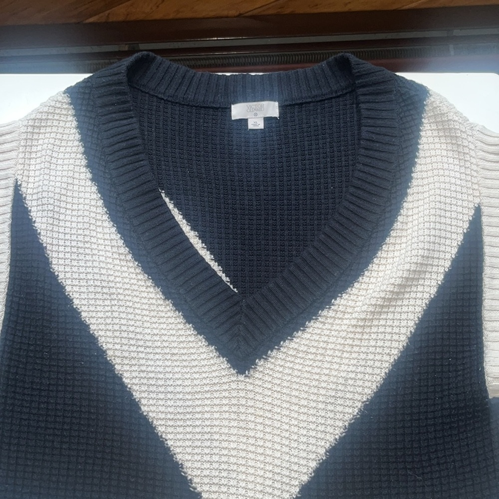 Victor Glemaud Black and White V-Neck Sweater Vest - Picture 3 of 5